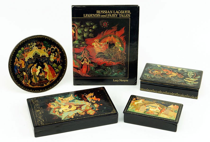 A Group of Three Russian Lacquer Boxes. (1 of 10)