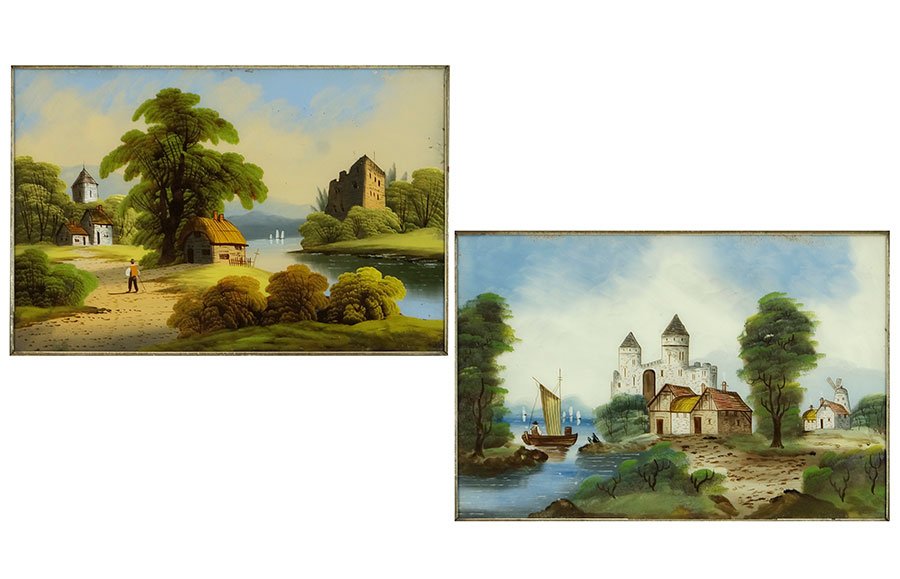 Two Continental Reverse Paintings on Glass. (1 of 3)