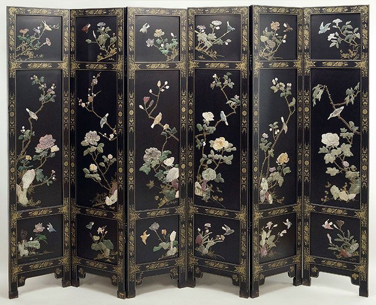 A Contemporary Chinese Six-Panel Floor Screen. (1 of 1)