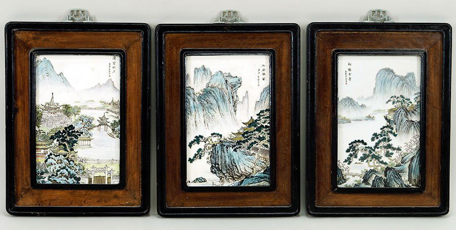 A Set of Three Chinese Paintings on Porcelain. (1 of 9)
