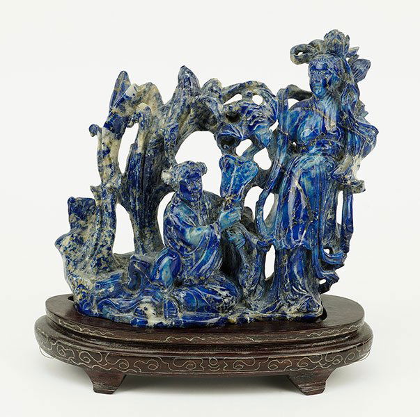 A Carved Lapis Lazuli Figural Group. (1 of 1)