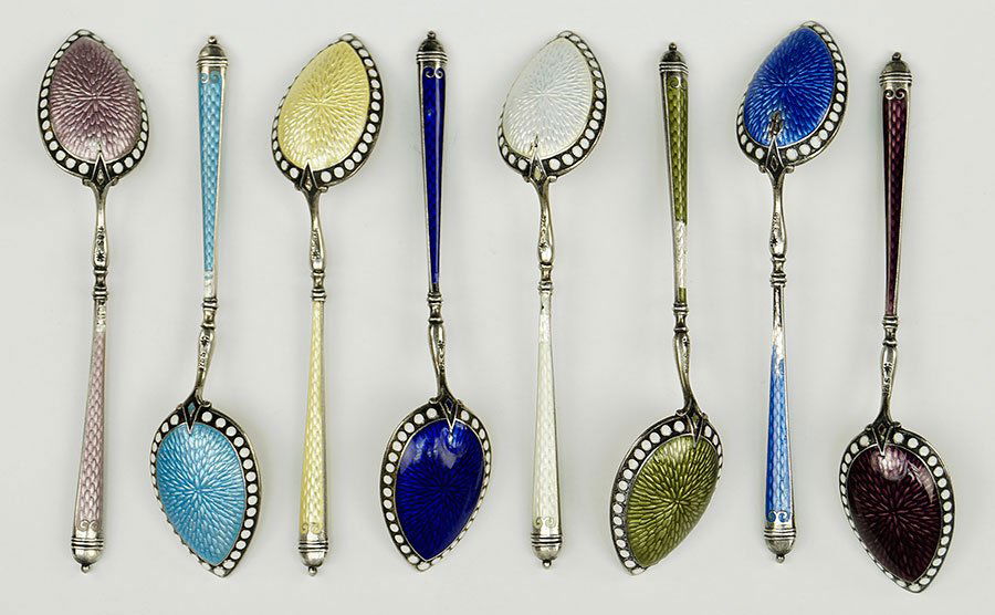 A Set of Eight Sterling Silver Demitasse Spoons. (1 of 1)
