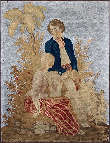 A 19th Century Beaded Needlework Panel. (1 of 7)