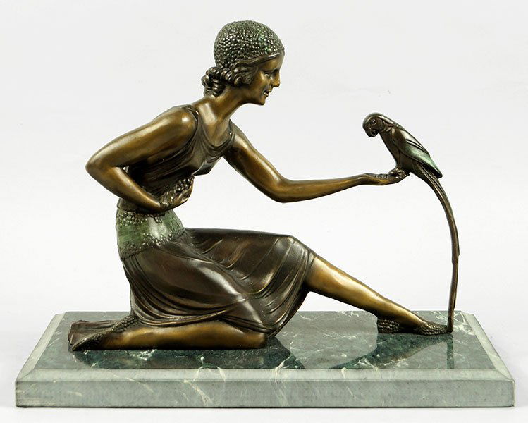 After Demetre Chiparus (1886-1947) Lady With a Parrot. (1 of 1)