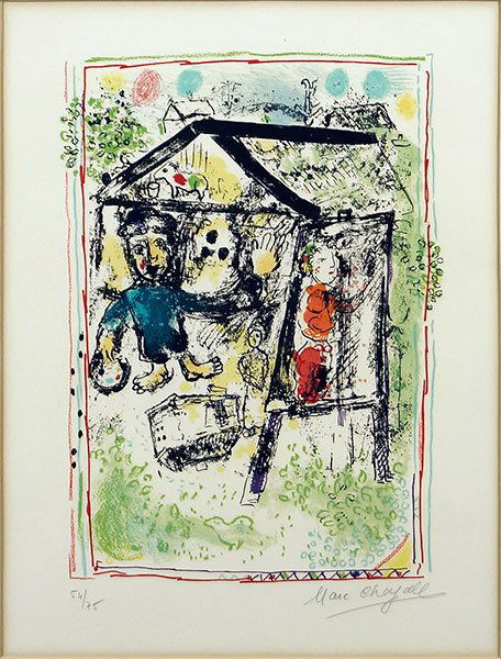 Marc Chagall (1887-1985) Le Peintre Devant Le Village. (1 of 4)