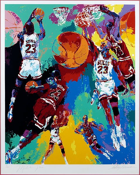 Leroy Neiman (1921-2012) Michael Jordan. (1 of 3)