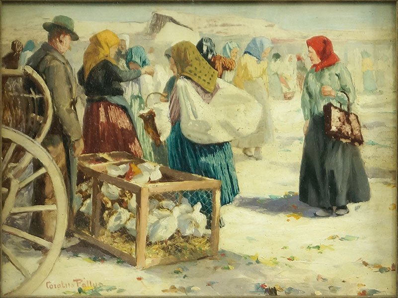 Carolus Pallyia (Hungarian, 1875-1930) Market Scene. (1 of 1)