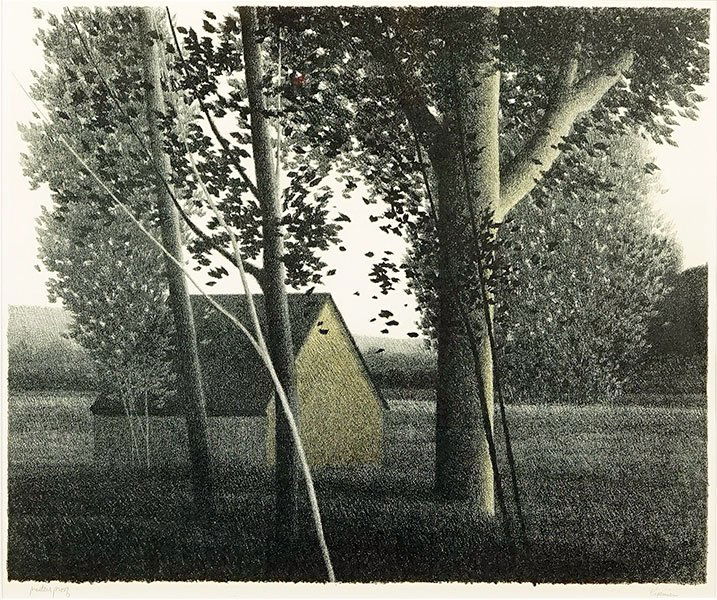 Robert Kipness (American, B. 1931) Trees And Barn. (1 of 1)