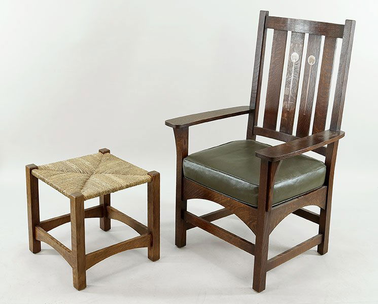 A Mission Style Oak Slat Back Armchair. (1 of 2)