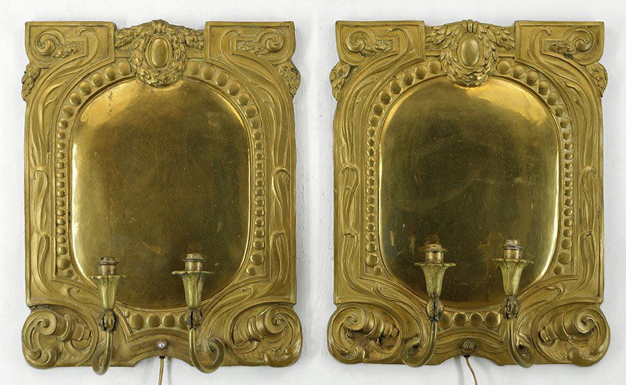 A Pair of Brass Two-Light Sconces. (1 of 1)