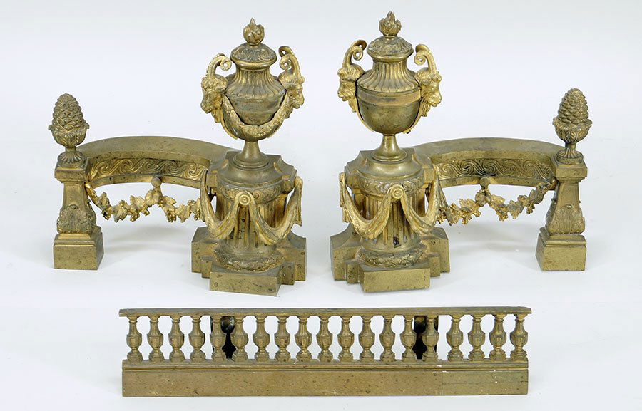 A Gilt Bronze Three-Piece Fireplace Surround. (1 of 1)