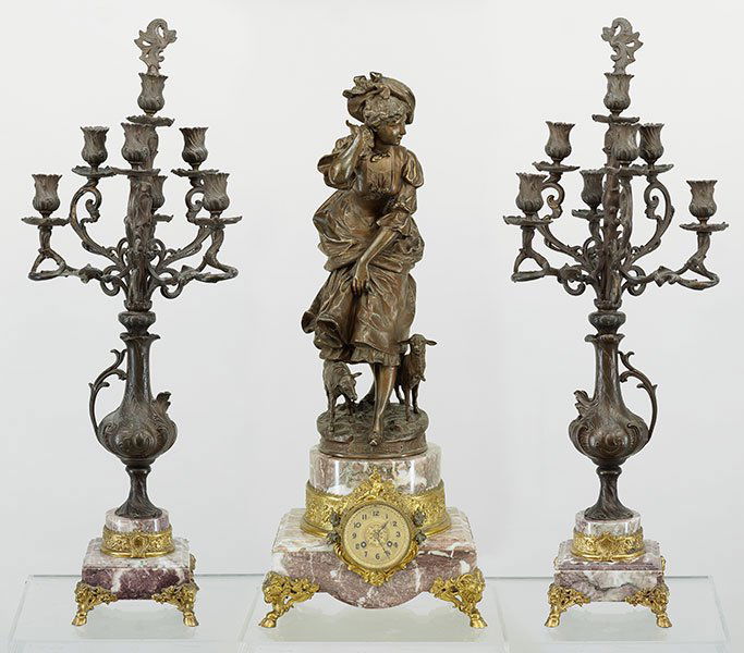 A French Clock and Garniture Set. (1 of 2)
