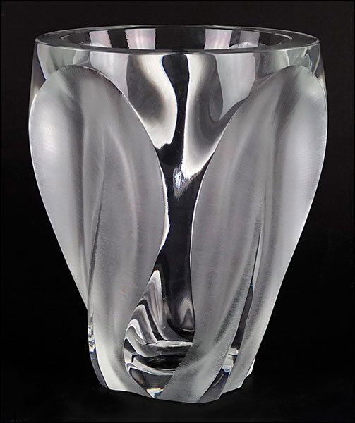 A Lalique Frosted and Clear Glass 'Ingrid' Vase. (1 of 2)
