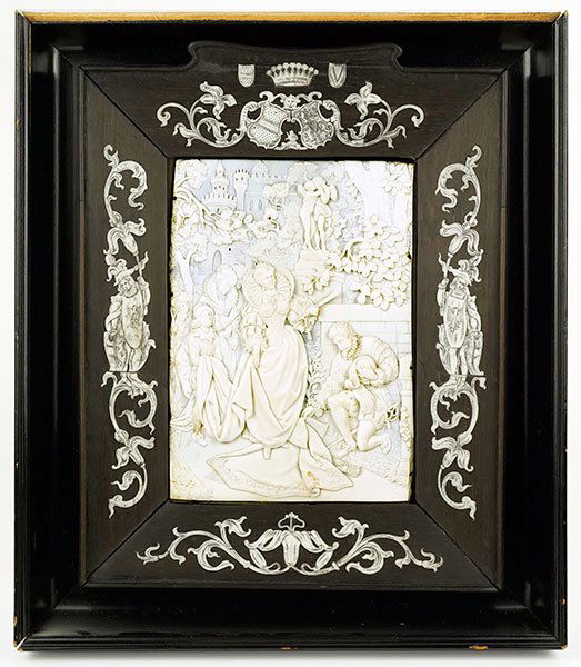 A 19th Century Continental Carved Ivory Plaque. (1 of 2)