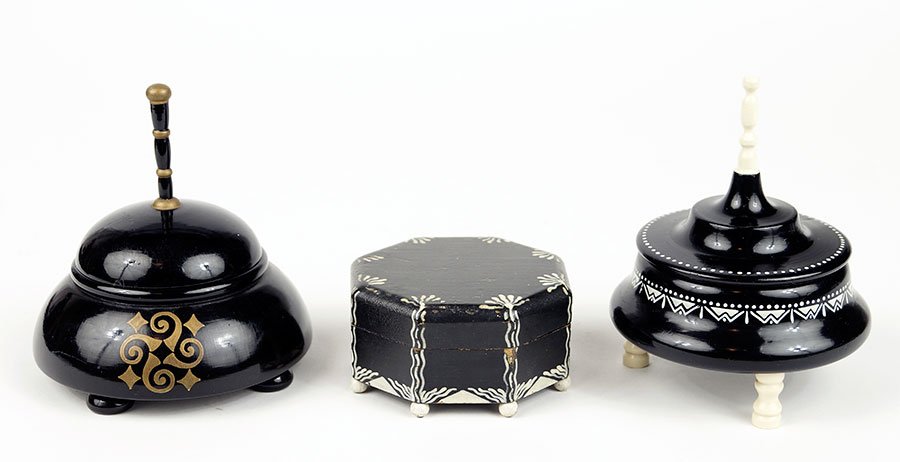Early 20th Century Black Lacquer Boxes. (1 of 1)