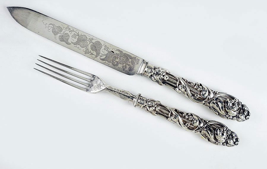 An English Silver Carving Set. (1 of 2)