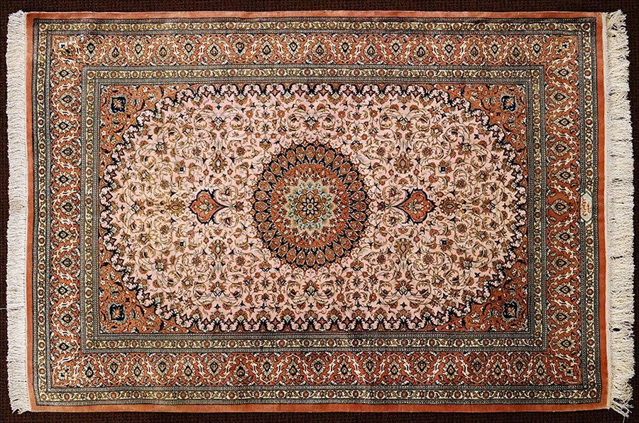 A Qum Silk Rug. (1 of 3)