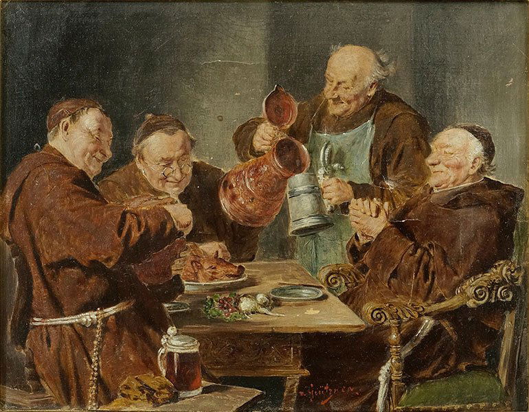 Eduard Grutzner (German, 1846-1925) Monks Dining. (1 of 7)