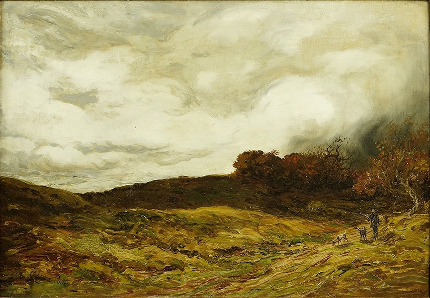 Charles Potter (British, 1867-1892) Landscape.: Charles Potter (British, 1867-1892) Landscape. Oil on canvas. Signed LL Canvas: 14" x 20" Frame: 18.75" x 24.75