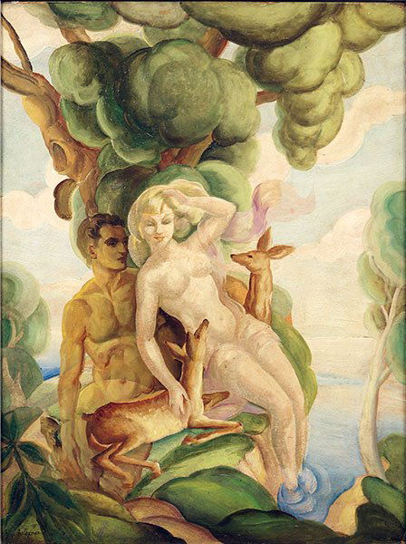 Georges Lepape (French, 1887-1971) Nudes With Deer. (1 of 6)