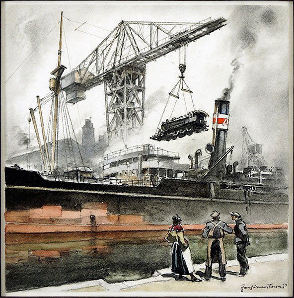 Josef Danilowatz (Austrian, 1877-1945) Dock Scene. (1 of 1)