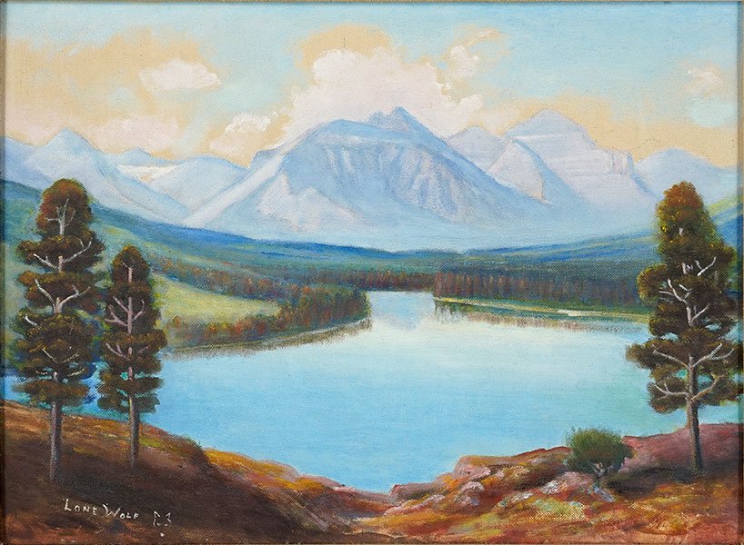 Lone Wolf (1882-1970) Mountain Scene. (1 of 1)