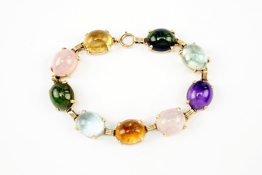 A Gem Set 14 Karat Yellow Gold Bracelet. (1 of 1)