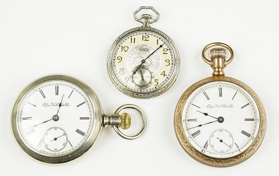 Three Elgin Open Face Pocket Watches. (1 of 1)