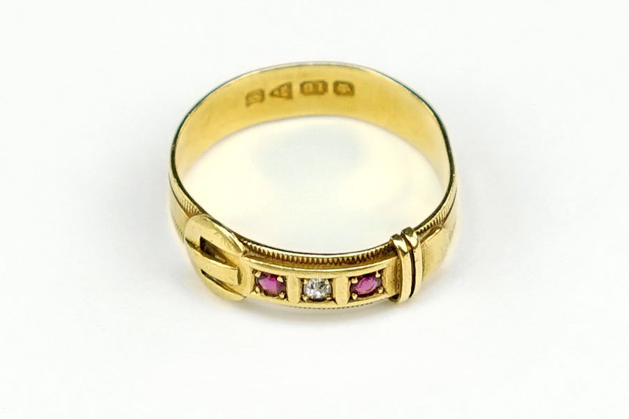 An English Diamond, Ruby, And 18 Karat Yellow Gold (1 of 1)