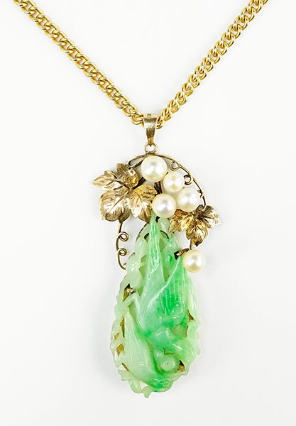 A Jade, Cultured Pearl. And 10 Karat Yellow Gold (1 of 1)