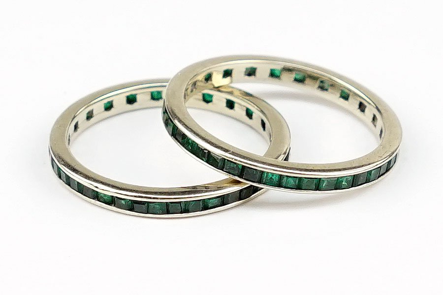 A Pair Of Emerald And 10 Karat White Gold Eternity (1 of 1)