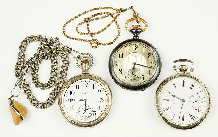 Three Elgin Open Face Pocket Watches. (1 of 1)