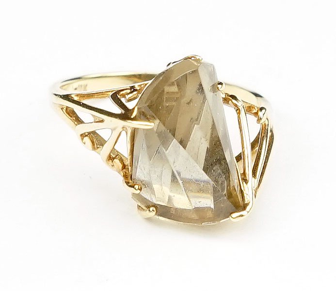 A Smoky Quartz and 10 Karat Yellow Gold Ring. (1 of 1)