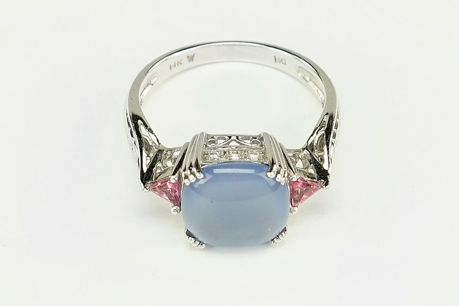 A Diamond, Tourmaline, Jade, And 14 Karat White Gold (1 of 2)