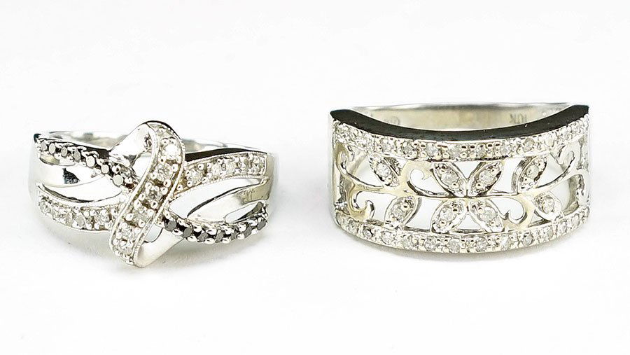 Two Diamond And 10 Karat White Gold Rings. (1 of 1)