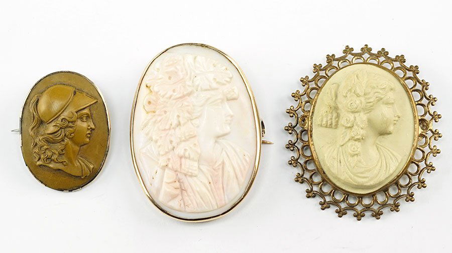 Two Lava Cameo Brooches. (1 of 1)