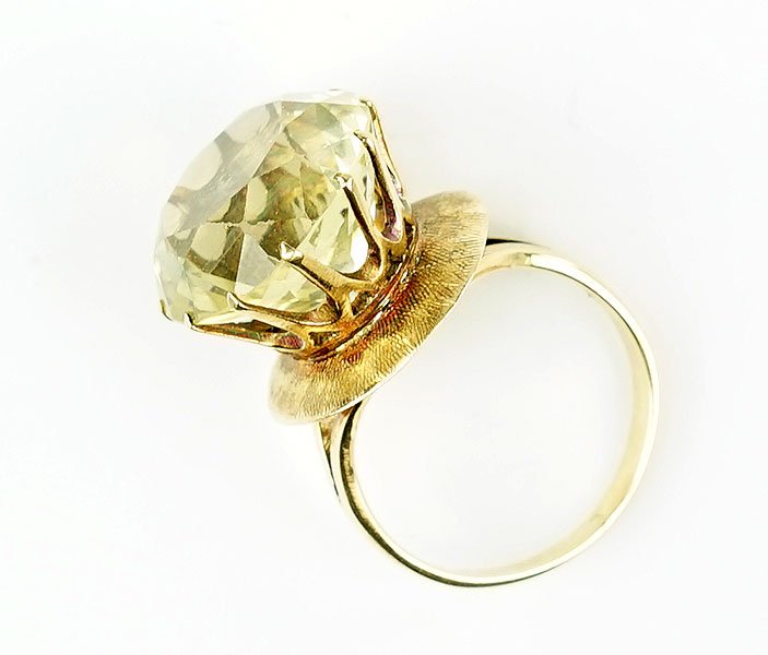A Smoky Quartz and 14 Karat Yellow Gold Ring. (1 of 1)