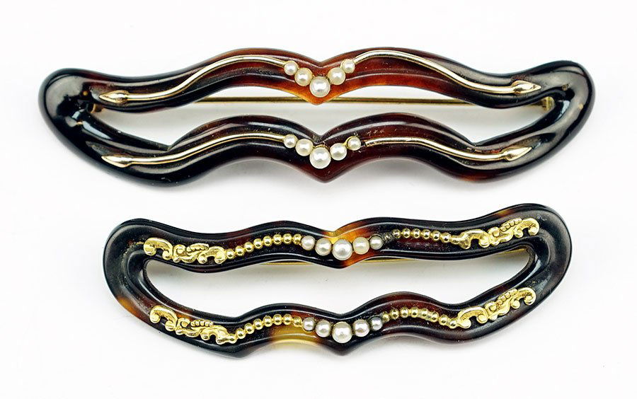 Two Tortoise Shell, Seed Pearl, And 14 Karat Yellow (1 of 1)