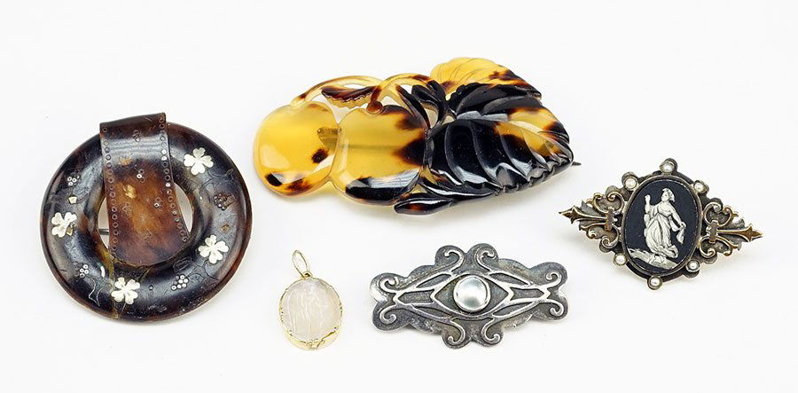 A Tortoise Shell And Silver Circle Brooch. (1 of 1)