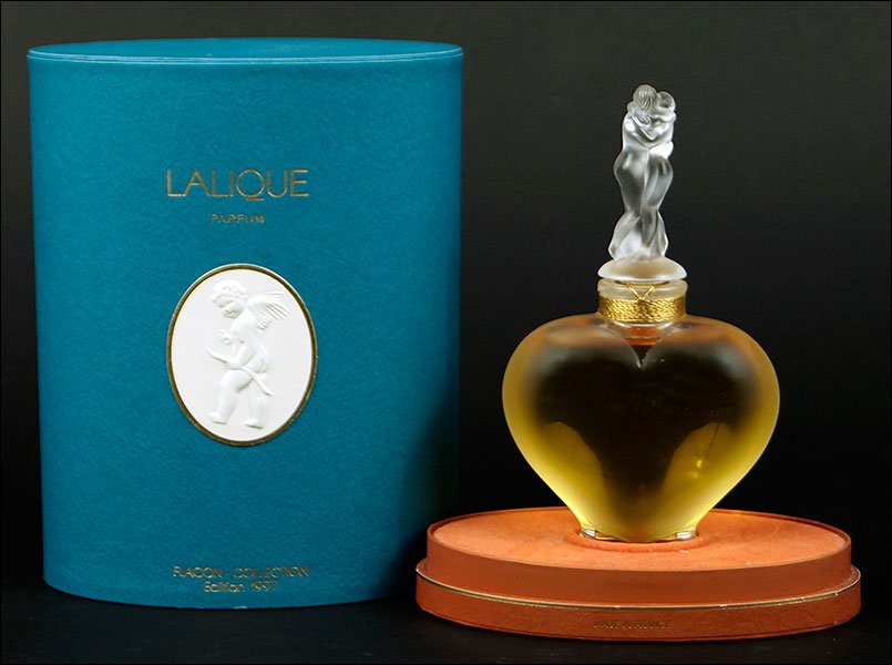 A Lalique Frosted and Clear Crystal 'Amour' Perfume (1 of 1)