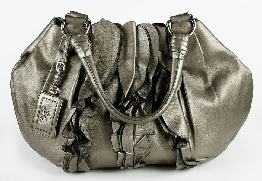 A Prada Nappa Metallic Ruffle Hobo Bag. (1 of 1)