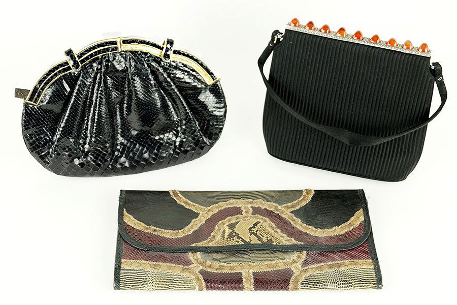 A Carlos Falchi Mixed Reptile Skin Clutch. (1 of 1)