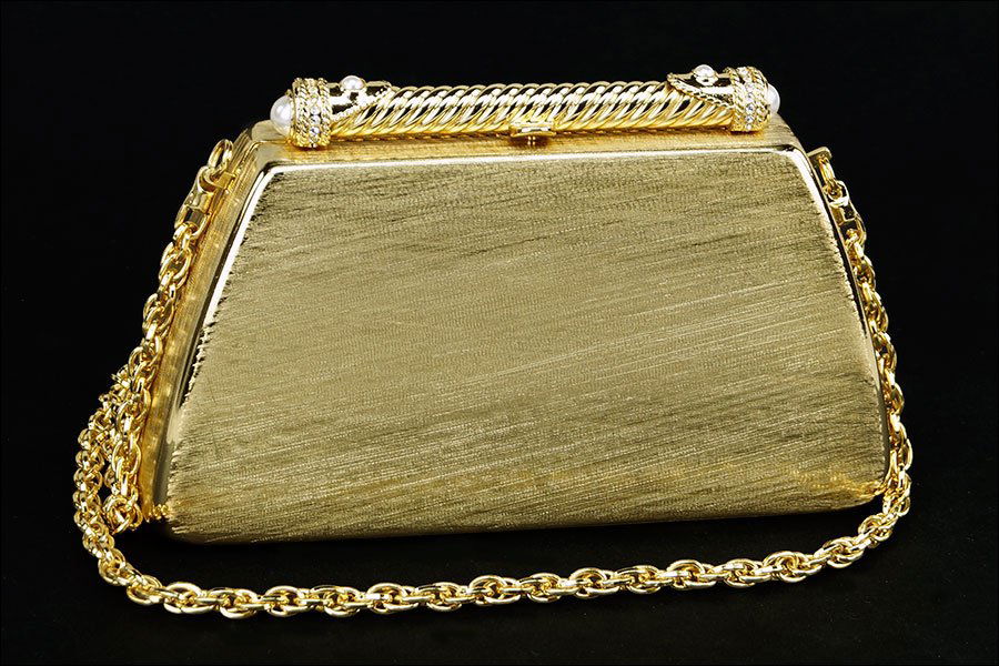 A Rodo Gold Tone Metal Evening Bag. (1 of 1)