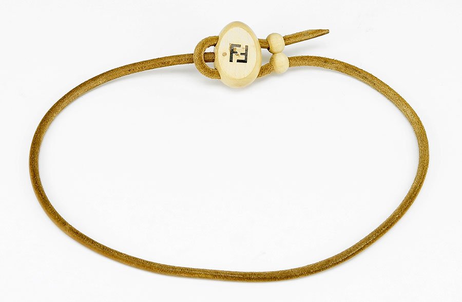 A Fendi Suede And Wood Logo Belt. (1 of 1)