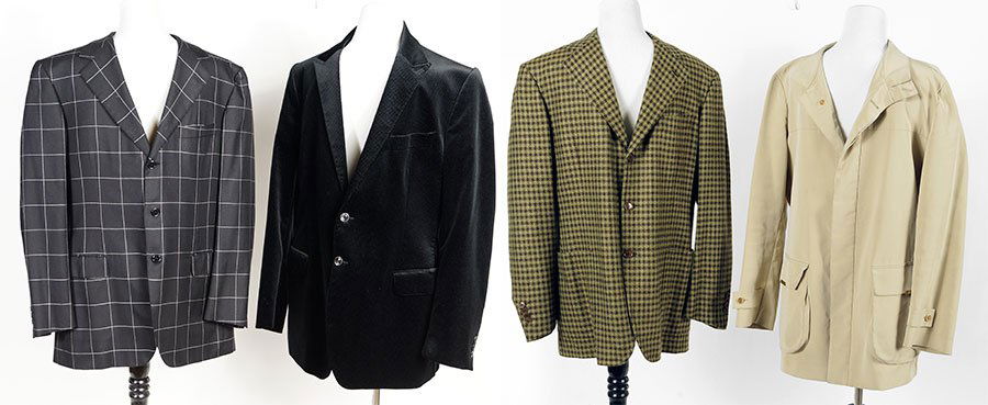 A Luciano Barbera Men's Mustard Cashmere Jacket.: A Luciano Barbera Men's Mustard Cashmere Jacket. Size 52 EUR. Together with a Brioni black window pane jacket (Size: 42 US), an Emanuel Ungaro black velvet jacket (Size: 54 EUR), and a Brioni tan rain