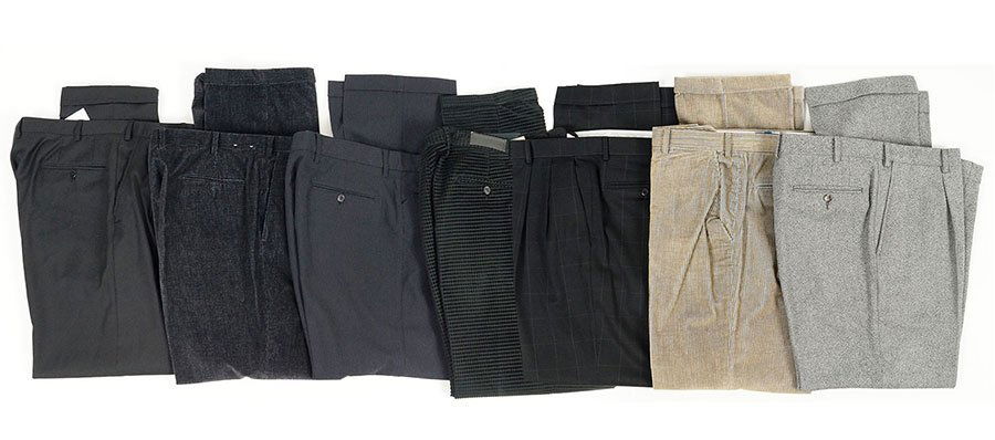 Two Pairs Of Brioni Men's Corduroy Trousers.: Two Pairs Of Brioni Men's Corduroy Trousers. Sizes 38 and 36 US. Together with a pair of Pal Zileri gray wool trousers (Size: 52 EUR), a pair of Brioni black wool trousers (Size: 38 US), and three add