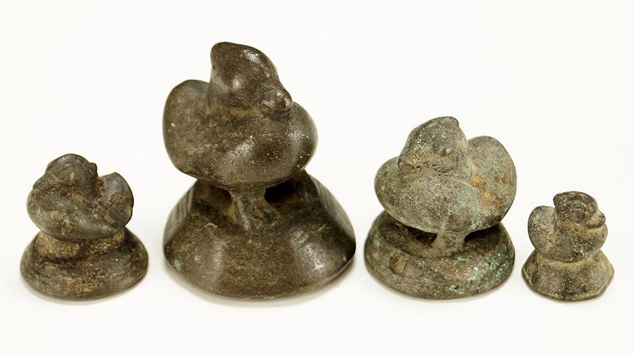 A Set of Four Figural Bird Opium Weights. (1 of 1)