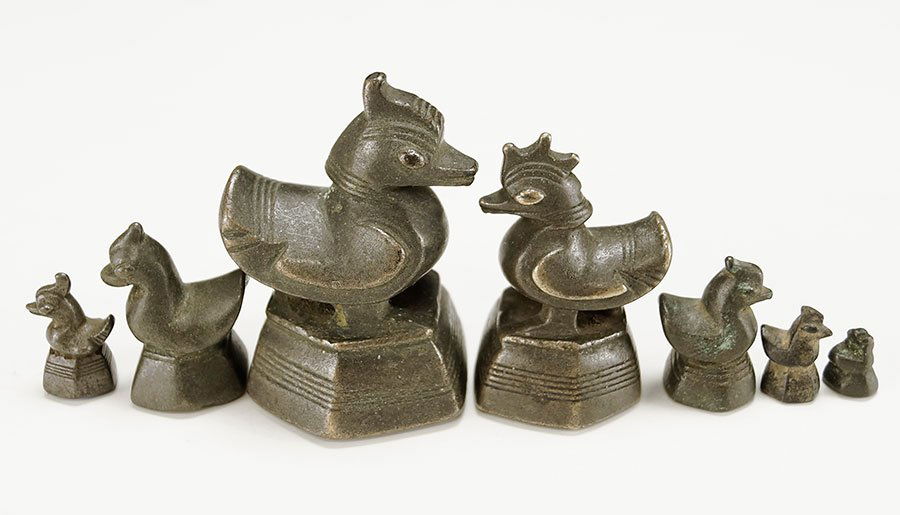 A Set of Seven Figural Bird Opium Weights. (1 of 1)