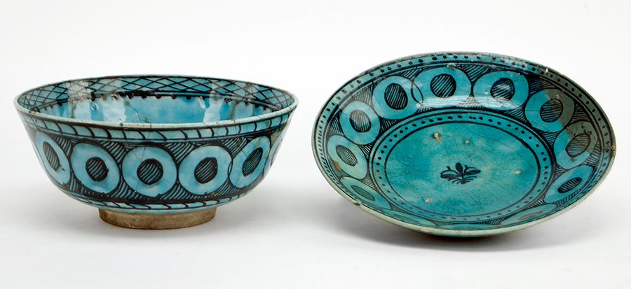 Two Persian Painted and Glazed Ceramics. (1 of 6)