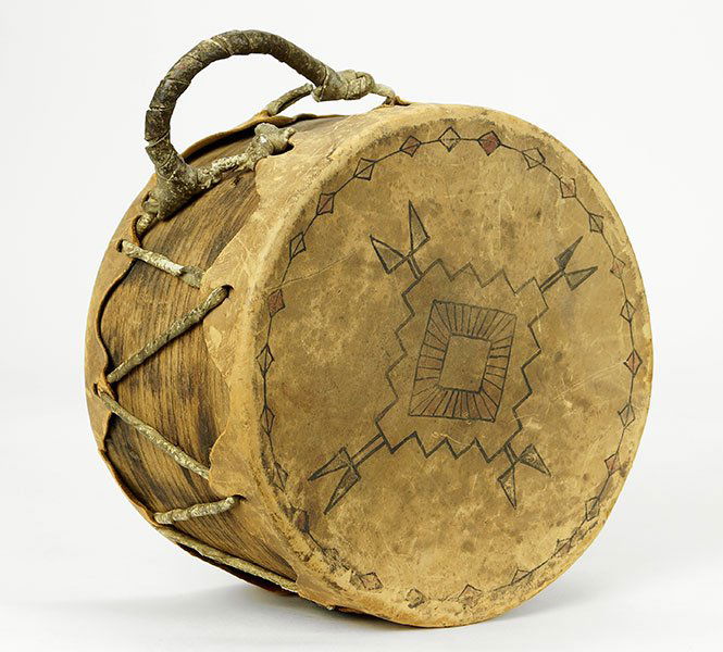A Hopi Native American Hide Drum. (1 of 3)